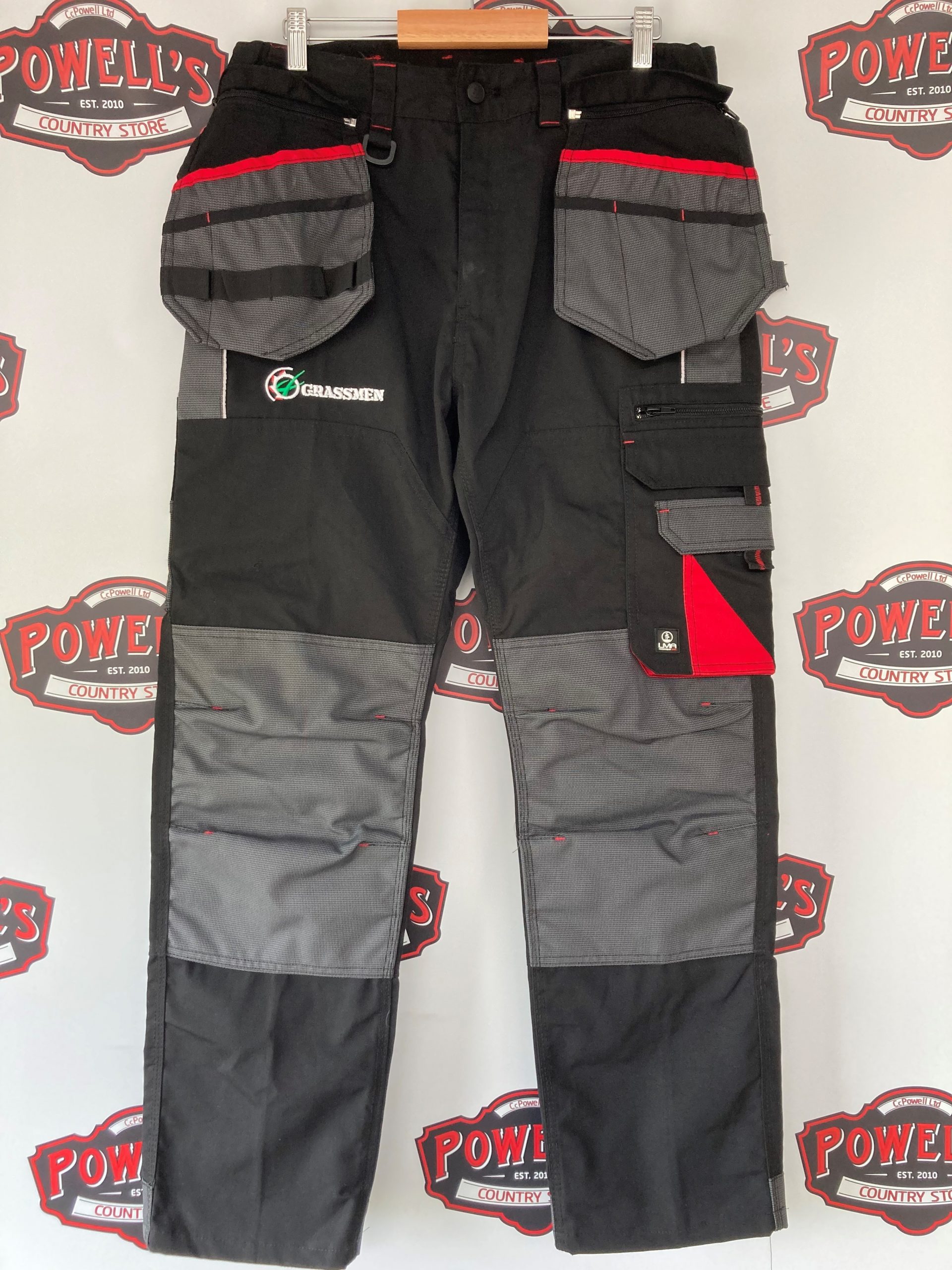Grassmen Adults Work Trousers Black/Grey CC Powell Ltd